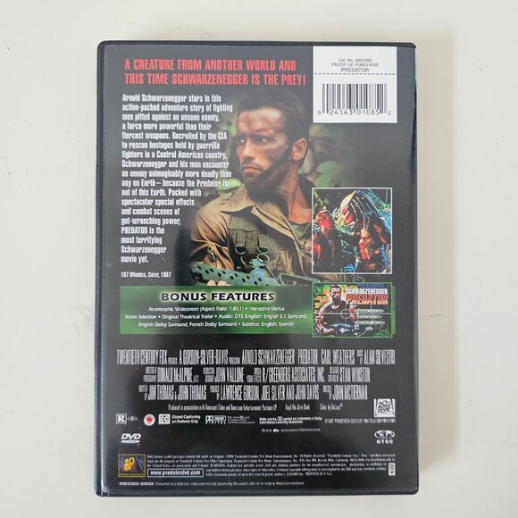 Predator DVD 1987 Enhanced Widescreen - Arnold Schwarzenegger, Carl Weathers - Picture 3 of 3